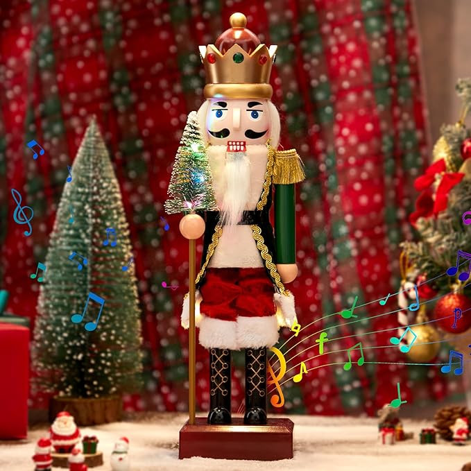 Biupky 15" Nutcracker Christmas Decor, Nutcracker Music Box with Light and 8 Christmas Songs, Nut... | Amazon (US)
