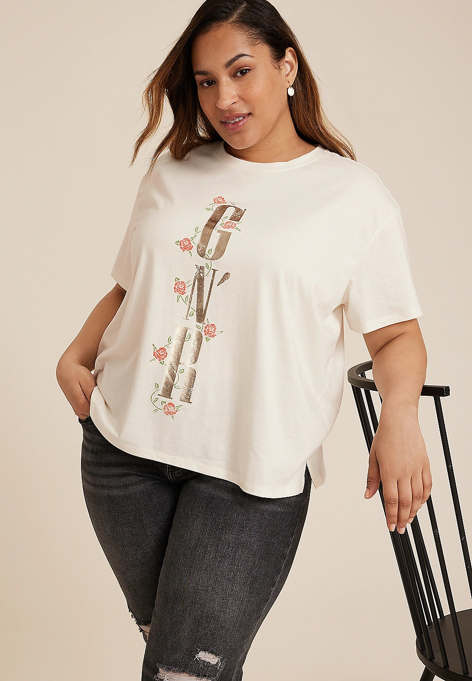 Plus Size Guns And Roses Oversized Fit Graphic Tee | Maurices