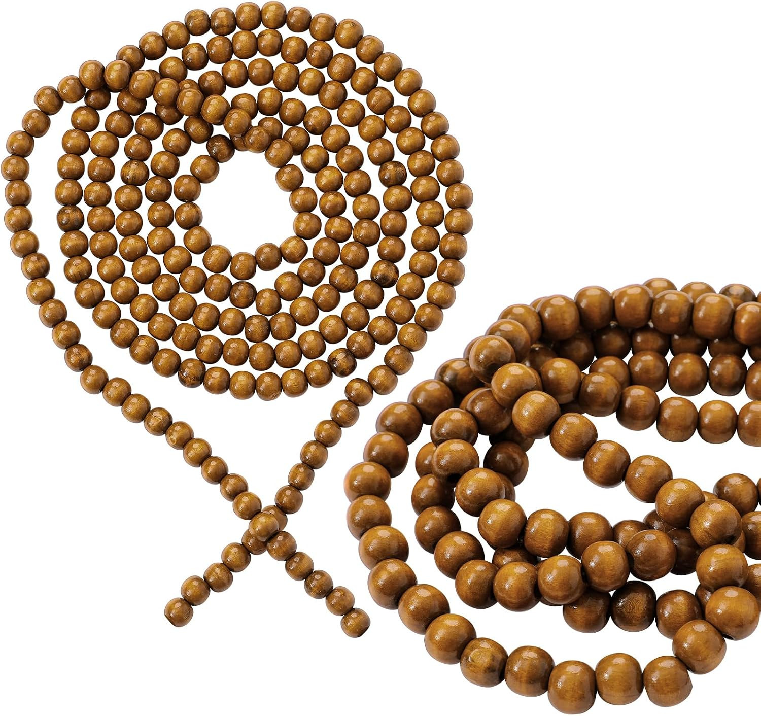 2 Pcs 18 ft Boho Christmas Tree Wood Bead Garland Vintage Natural Wooden Beads Garland Decorative Rustic Holiday Xmas Tree Country Farmhouse Christmas Decor for Indoor Home Use (Brown) | Amazon (US)