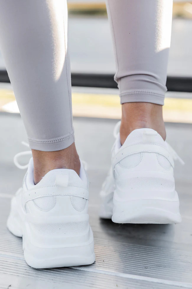 Tessa White Chunky Sneakers | Pink Lily