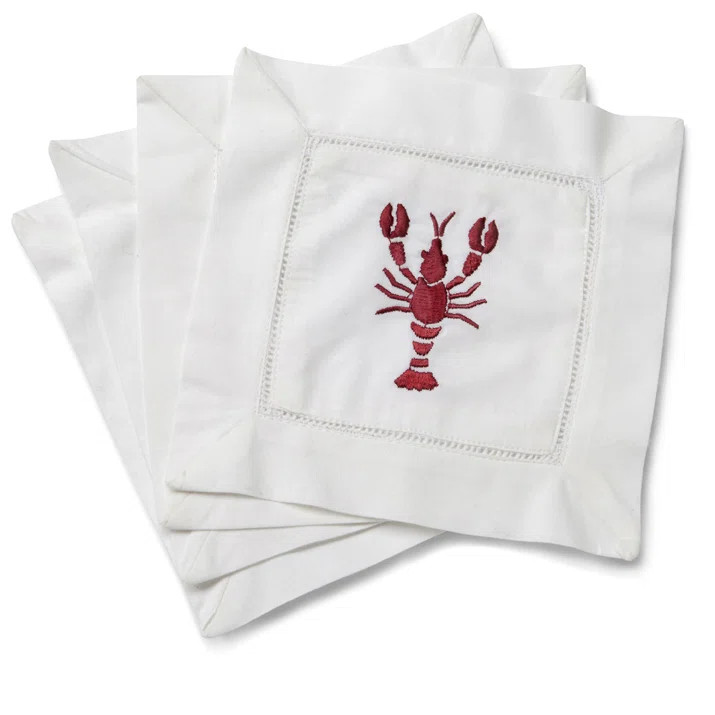 Lobster Cotton Embroidered Square Napkin (Set of 4) | Wayfair North America