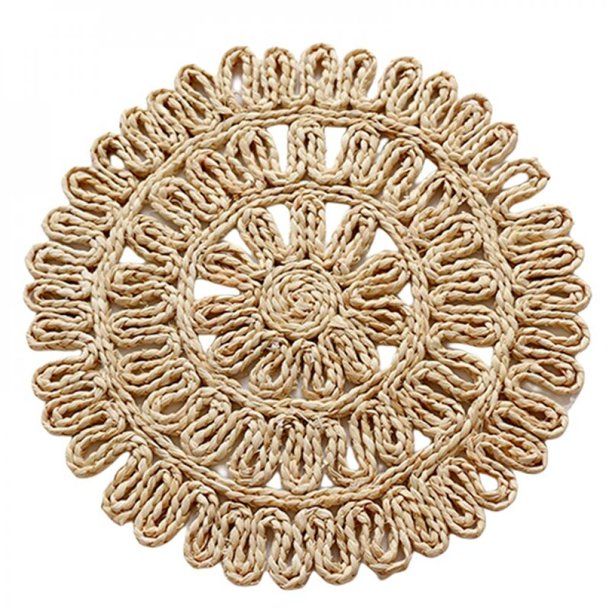 Newway Round Woven Placemats for Dining Table 15 Inch Natural Braided Rattan Tablemat Hollow Wick... | Walmart (US)