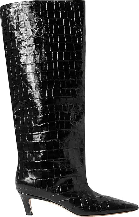 Women Knee High Boots Low Kitten Heel Square Toe Tall Boots | Amazon (US)