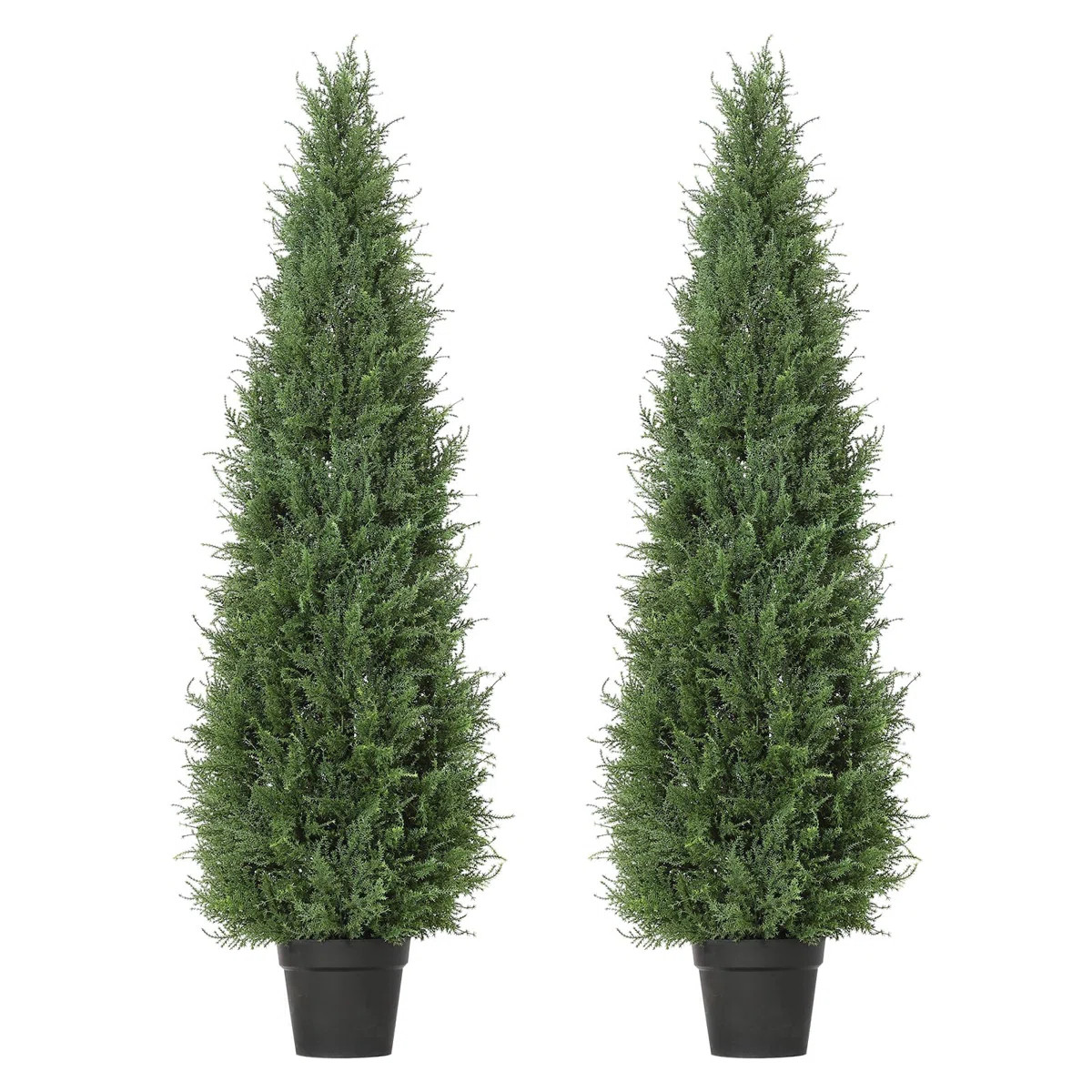 Artificial Cedar Trees 2 Pack, UV Resistant Outdoor/Indoor, Cement Base, 3/4/5FT | Wayfair North America