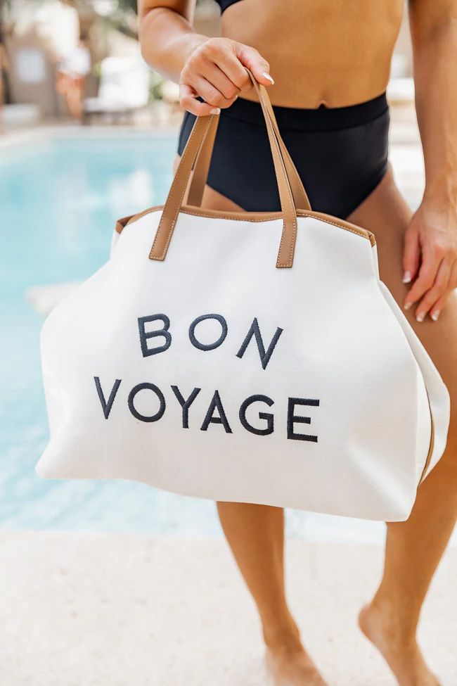 Occupy Your Time Bon Voyage White Tote | The Pink Lily Boutique