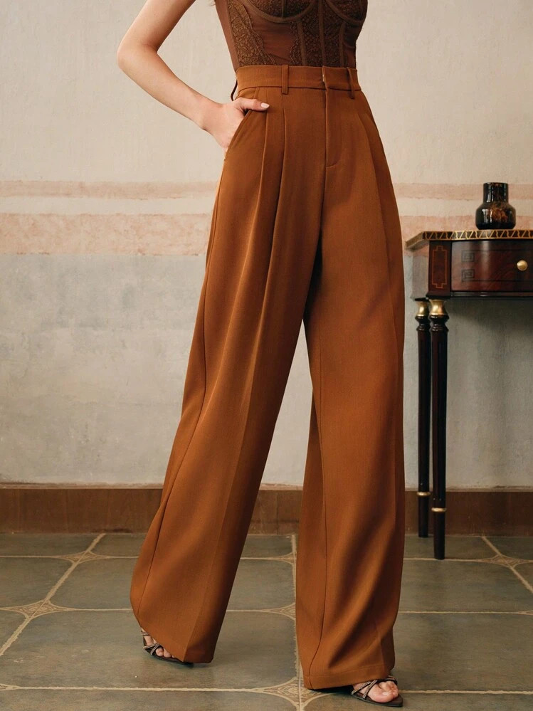 Pantalón teame color Caramelo  | SHEIN