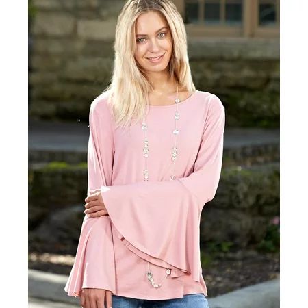 The Lakeside Collection Pink Bell Sleeve Top - M | Walmart (US)