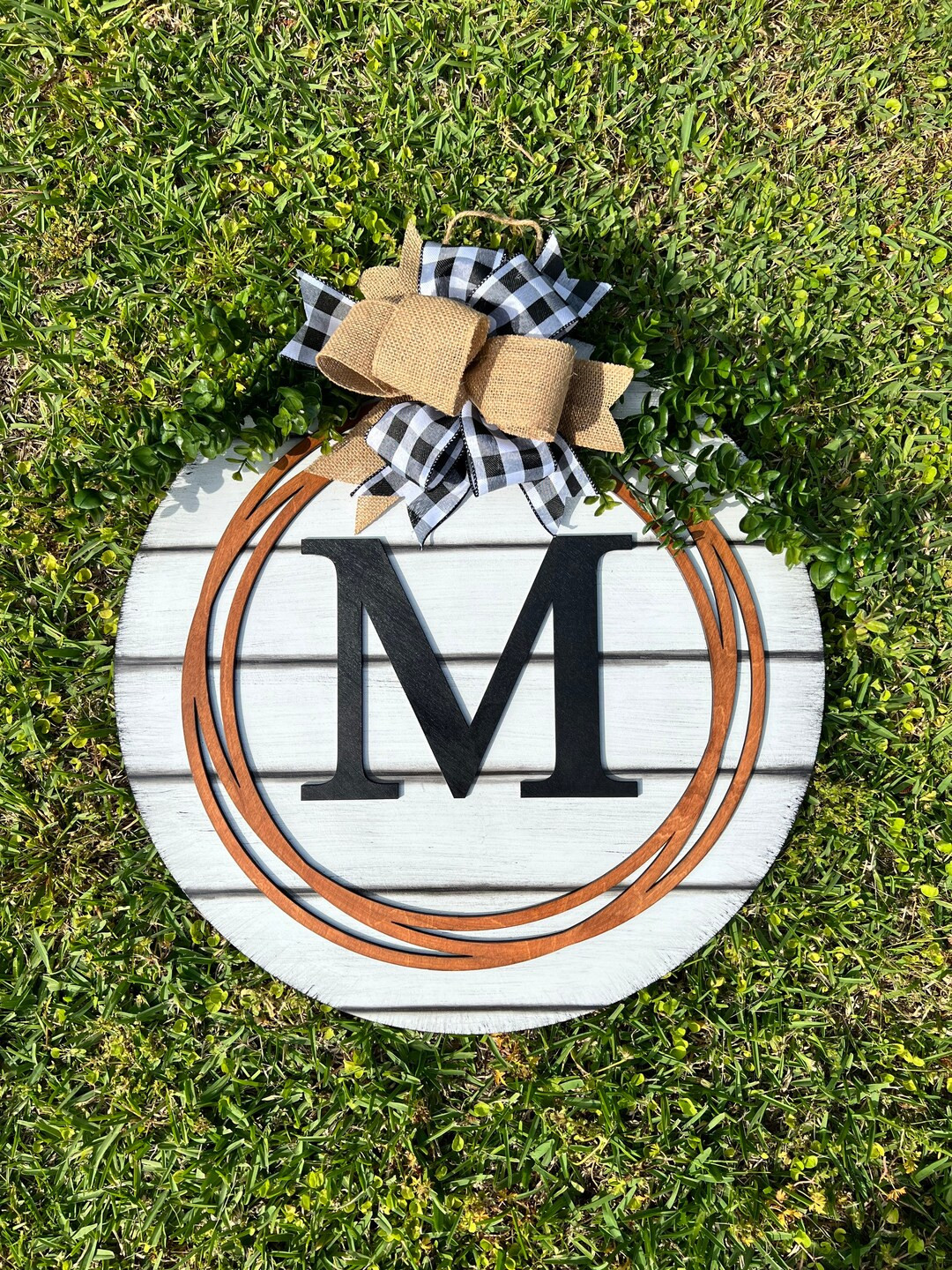 Multi Circle Shiplap Farmhouse Initial Door Decor - Farmhouse - DIY Door Decor - Multi Circle Doo... | Etsy (US)
