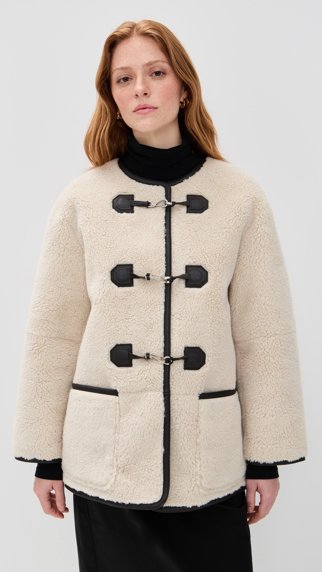 Collarless Buckled Shearling Jacket | Shopbop
