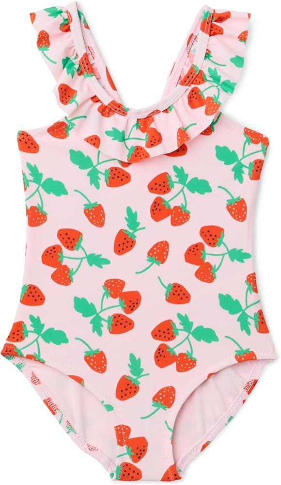 Amazon Essentials Girls Frill-Trimmed One Piece Swimsuit | Amazon (US)