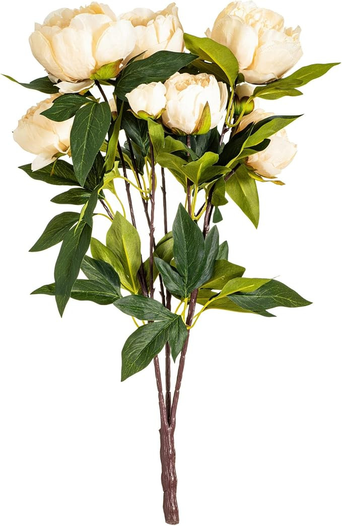 Vickerman Everyday 23" Indoor Artificial Beige Peony Spray - Faux Indoor Floral Arrangement - for... | Amazon (US)