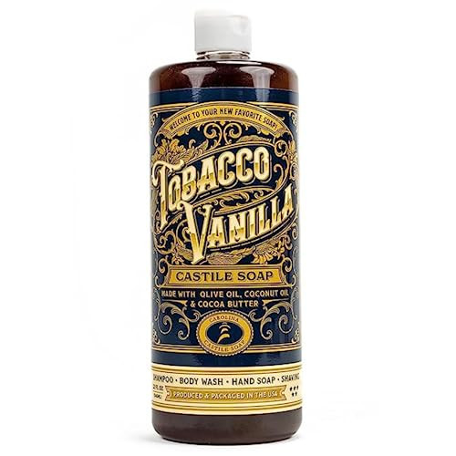 Castile Liquid Body Wash for Sensitive Skin – Natural Shampoo for Men with Olive Oil, Cocoa Butter & Coconut Oil – Tobacco Vanilla by Carolina Castile (Tobacco Vanilla, 32 Fl Oz) | Amazon (US)