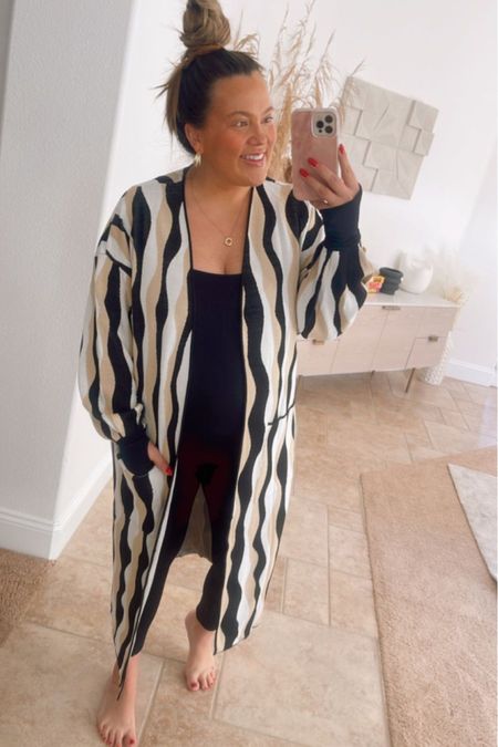 New cardigan paired with one of my favorite long sleeve jumpsuits - bump - maternity looks - maternity outfits - bump favorites - bump must haves 

#LTKSeasonal #LTKbaby #LTKbump