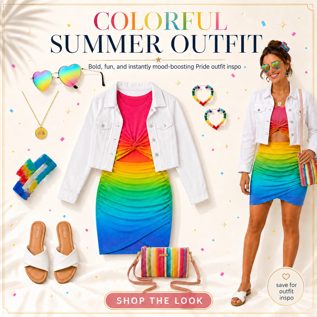 The Amazon Chic Pride Look That Brings the Main Character Energy 🌈

This is the kind of colorful summer outfit that instantly makes getting dressed feel fun again — and it’s all affordable Amazon finds. 

Perfect for Pride Month in June, summer parties, vacation outfits, brunch plans, concerts, festivals, beach-town weekends, girls’ trips, and any day you want your outfit to bring the mood.

The rainbow dress does all the talking, the white denim jacket makes it feel styled, and the comfy sandals, heart sunglasses, colorful accessories, and woven bag pull the whole look together without looking overdone. 

It’s bold, happy, easy to wear, and gives that main-character summer energy without boutique prices.

I love this look because it’s not just cute for one event — you can wear it for Pride celebrations, summer travel, vacation dinners, rooftop drinks, weekend plans, or anytime you want an outfit that feels bright, confident, and actually fun. 

Save this if you’re building a colorful summer wardrobe, planning Pride Month outfits, or looking for affordable Amazon pieces that make a whole outfit feel instantly styled.

I did the digging for you and linked the Amazon finds to recreate the full look.

↓ Everything is linked!

#LTKActive #LTKSaleAlert #LTKTravel