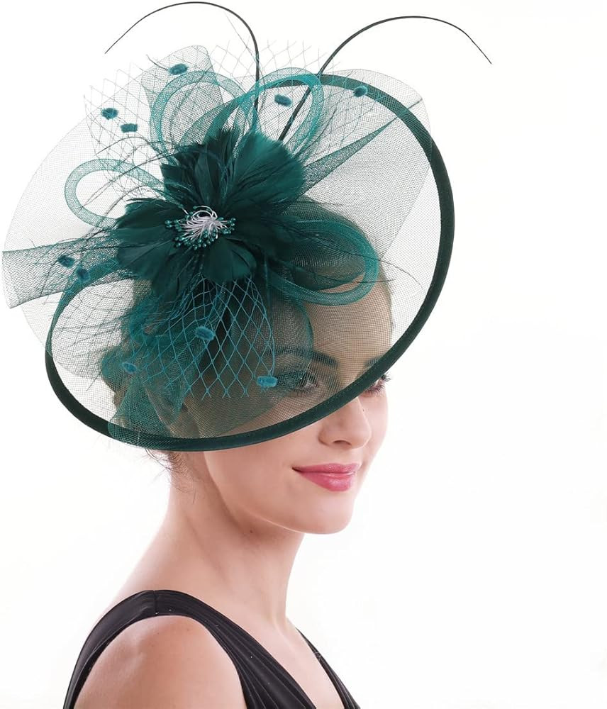 Lucky Leaf Women Girl Fascinators Hair Clip Hairpin Hat Feather Cocktail Wedding Tea Party Hat | Amazon (US)