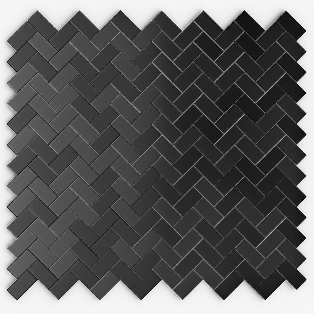 Caltrop Black Stainless 12,09 in. x 11,65 in. x 5 mm Metal Self Adhesive Wall Mosaic Tile | The Home Depot