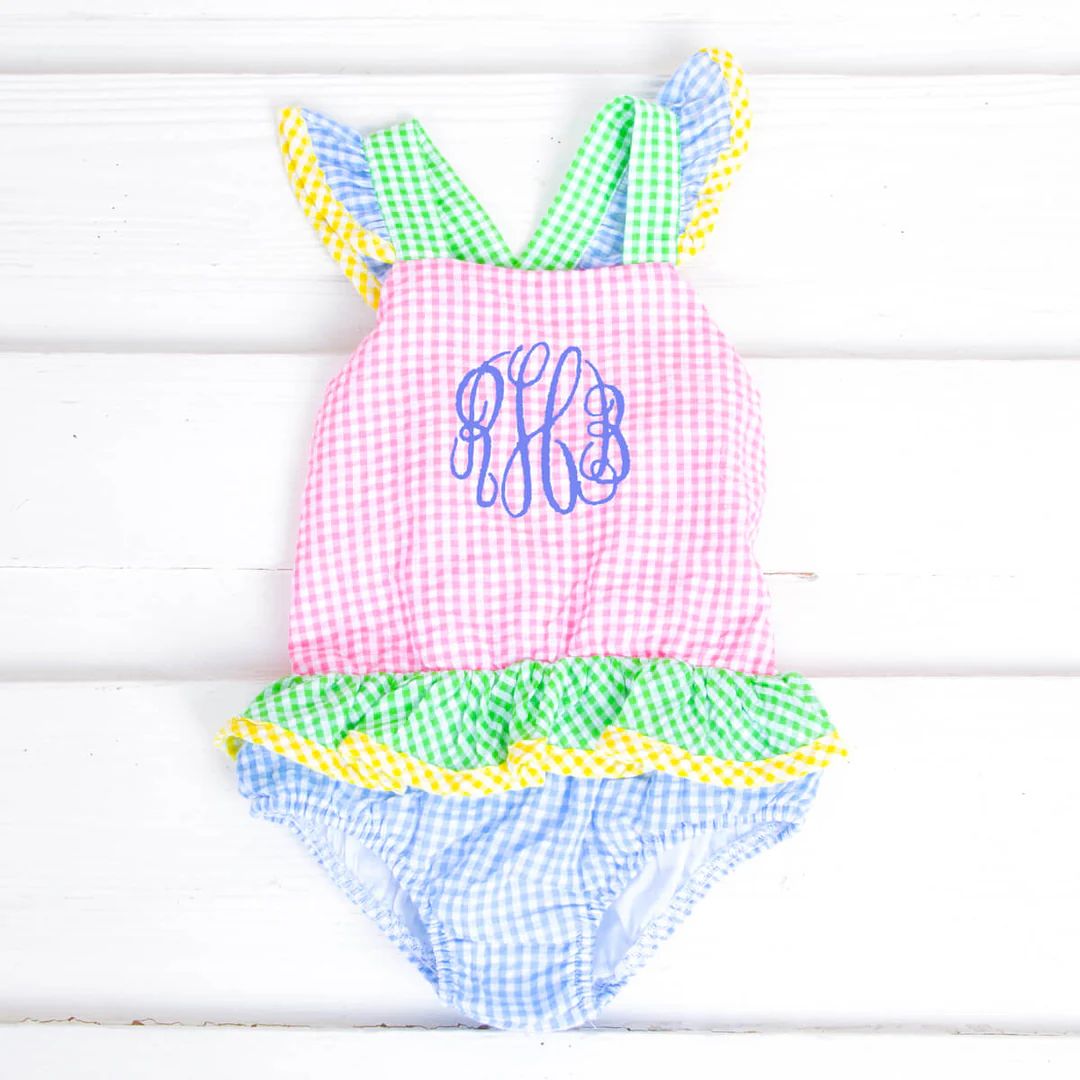 Multi Seersucker Gingham One Piece Swimsuit | Classic Whimsy