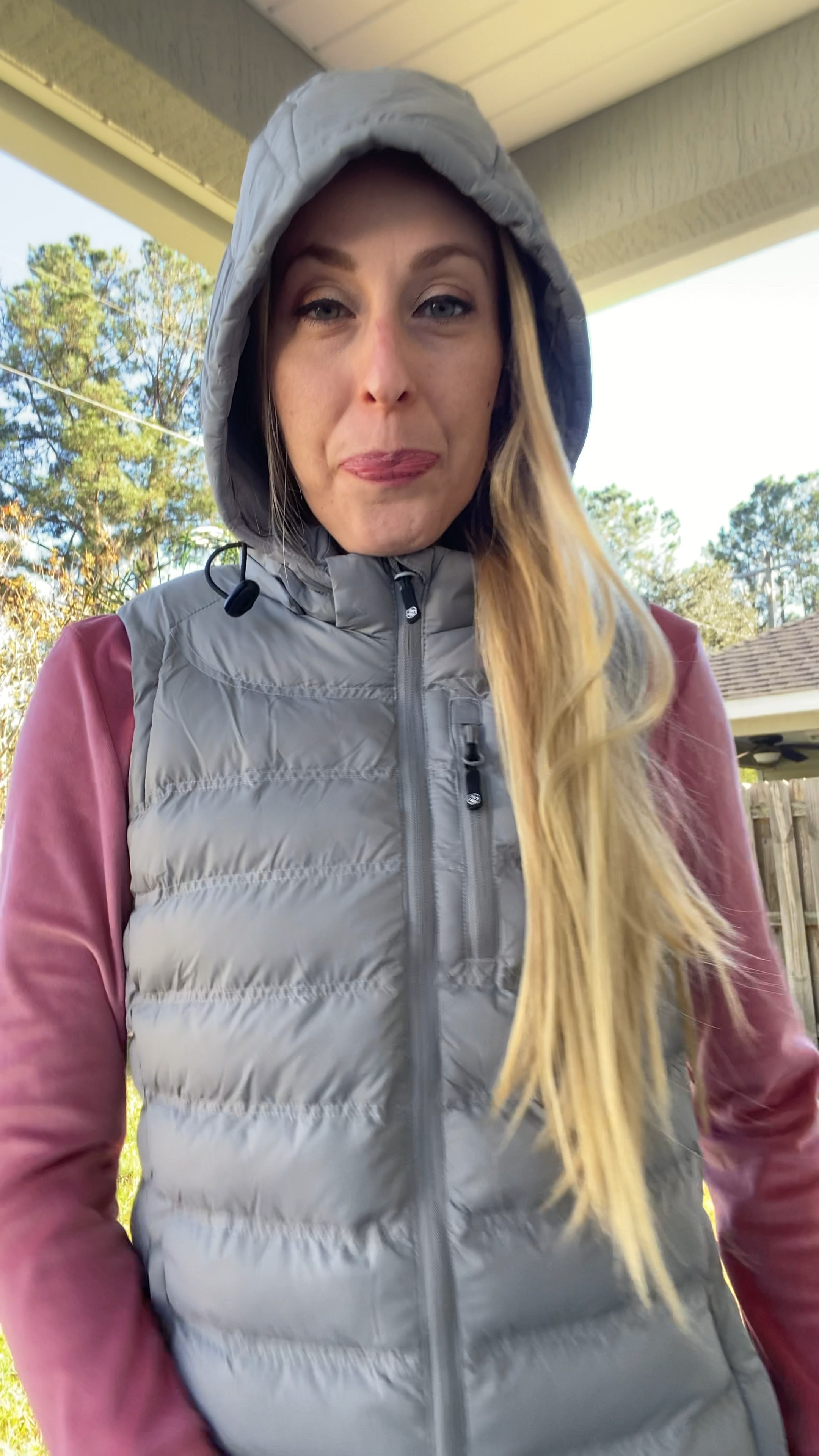Heated puffer vest that keeps me warm even in the hood. 
Fits true to size 
Wearing size small

#LTKsalealert #LTKSeasonal #LTKVideo