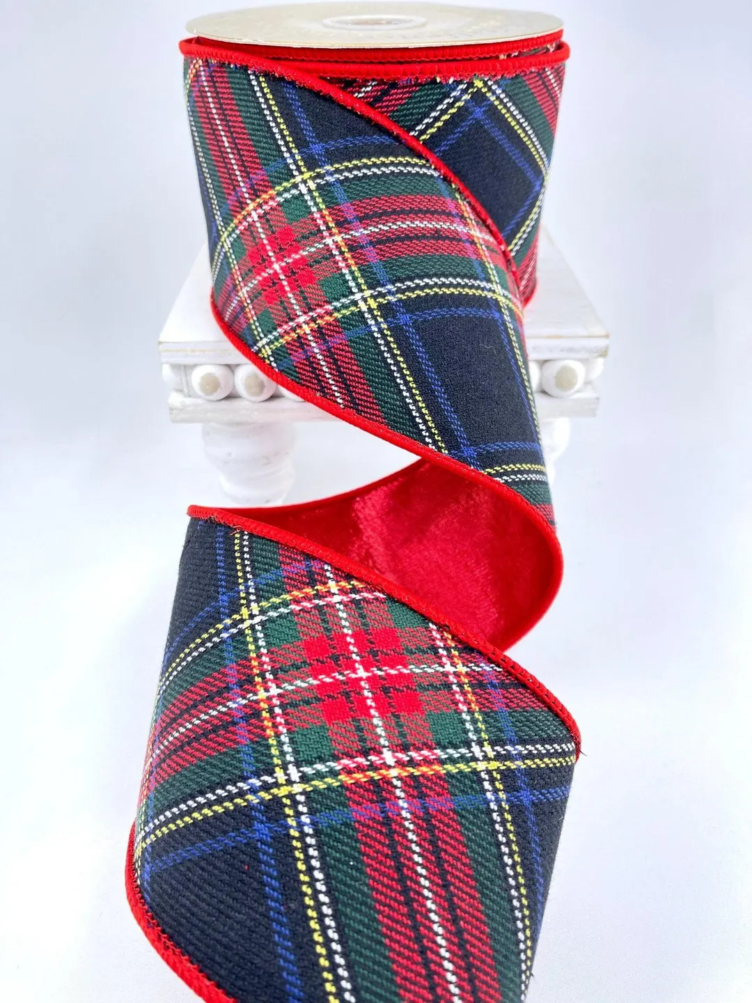 Red, Black, and Green Holiday Plaid Ribbon 4 Wired Christmas Ribbon for Tree, Christmas Tree Plai... | Etsy (US)