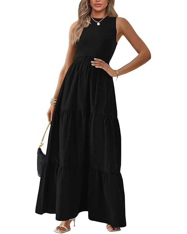 BTFBM Summer Dresses for Women 2026 Elegant Classy Sleeveless Solid Maxi Wedding Guest Dress Prom... | Amazon (US)