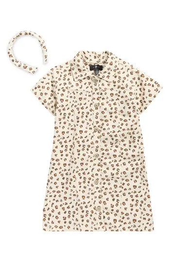 7 For All Mankind Kids' Denim Dress & Headband Set in Taupe at Nordstrom Rack, Size 5 | Nordstrom Rack