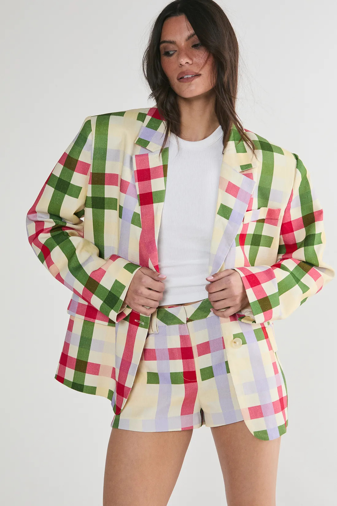 Jackets & Coats | Linen Mix Gingham Oversized Blazer | NastyGal | NastyGal UK