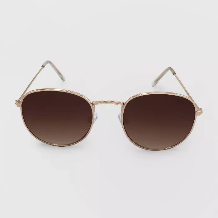 Women's Round Metal Sunglasses - A New Day™ Gold | Target