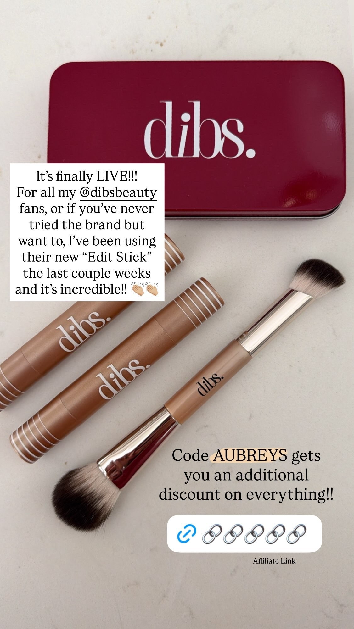 Code AUBREYS gets you an additional discount on everything!! Affiliate Link It’s finally LIVE!!! 
For all my @dibsbeauty fans, or if you’ve never tried the brand but want to, I’ve been using their new “Edit Stick”the last couple weeks and it’s incredible!! 👏🏼👏🏼