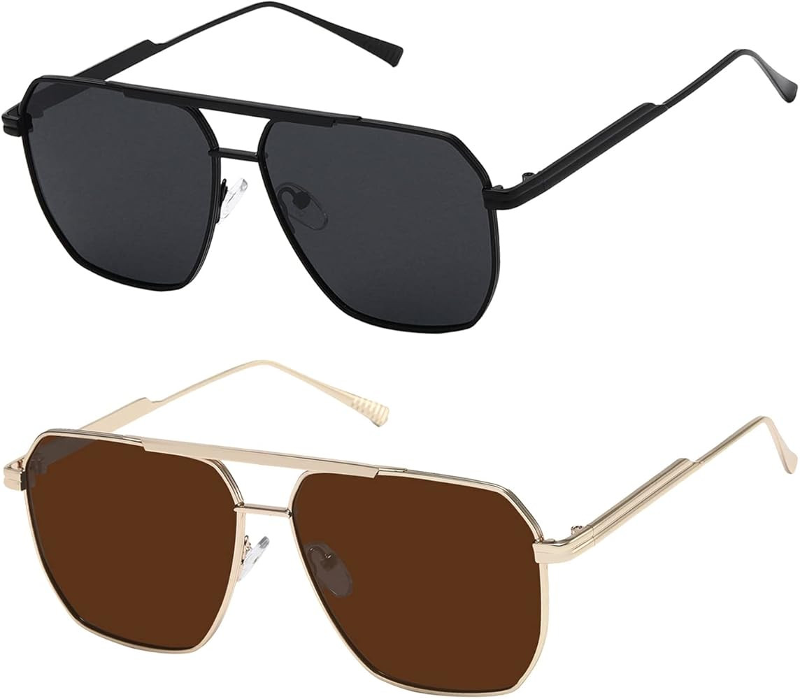kimorn Polarized Sunglasses Womens Men Retro Oversized Square Vintage Shades Classic Large Metal ... | Amazon (US)