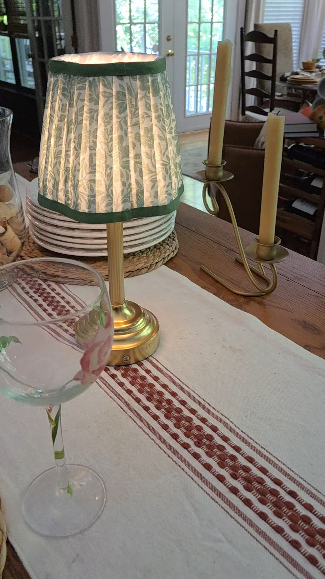 I love a tablescapeDinner wear from Italy A runner from a friend Glasses I've had for over 20 years Textural chargers placematsAnd fun wireless lamps from Walmart that just arrived yesterday 

#LTKdayinmylife #LTKHome #LTKstorytime