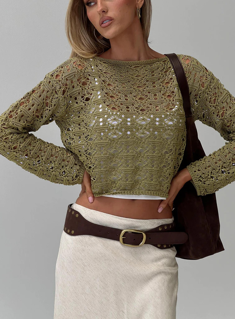Birdena Sweater Green | Princess Polly US