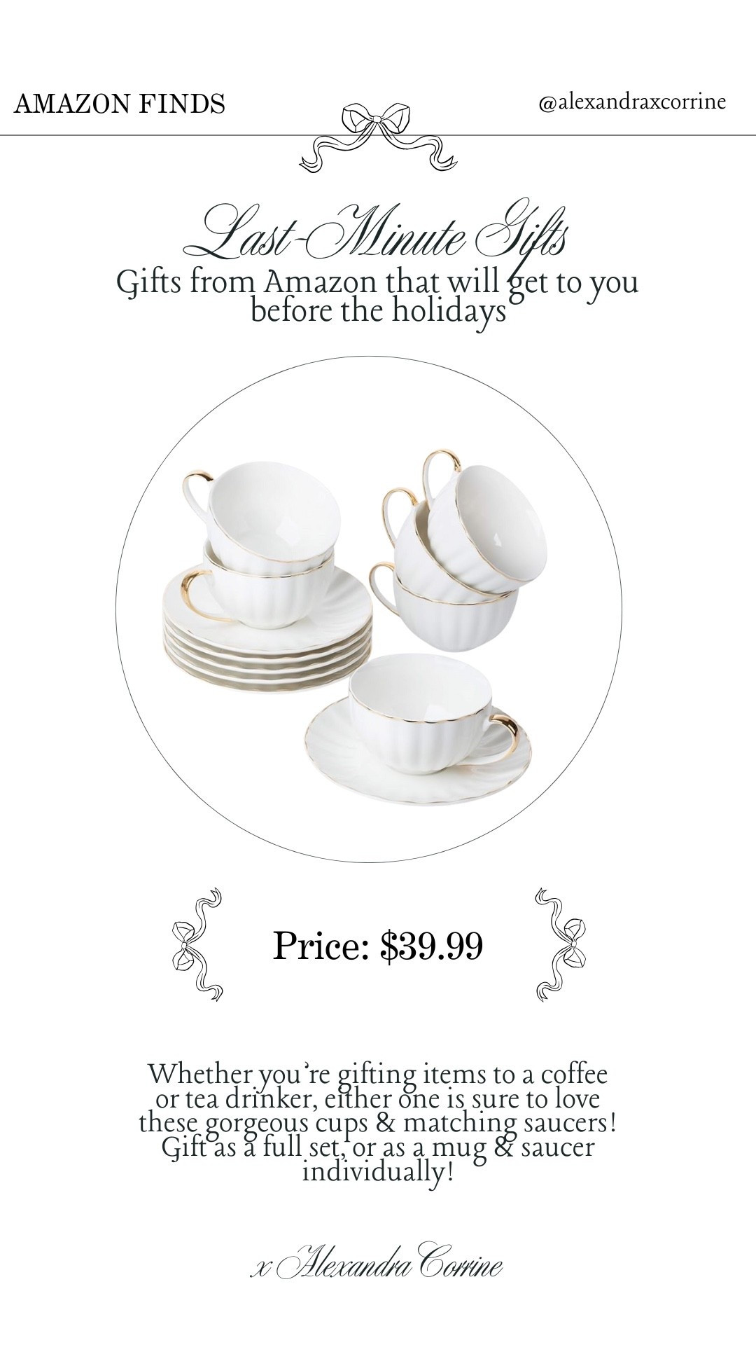 Last-minute gift ideas from Amazon 

Amazon finds, Christmas gift guide, holiday gift ideas, last minute gift ideas, chic gift guide, bougie on a budget, tea set, cup and saucer, mug

#LTKFindsUnder50 #LTKGiftGuide #LTKHoliday