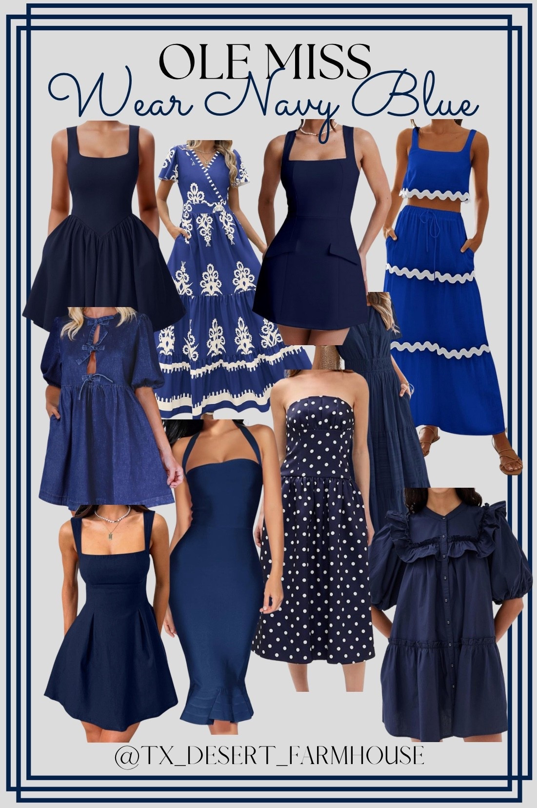 This October 11th Ole Miss will play Washington State and the theme is Wear Navy. Be sure to get your navy dress in time for the big game. 

#navybluedress #wearnavy #wearblue #navyblue #olemissrebels #hottytoddy #gorebs #landsharks #navydresses

BTFBM Womens Summer 2025 Casual Midi Maxi Dresses Lightweight Short Sleeve V Neck Elastic Waist Boho Beach Dress Pockets
YMDUCH Women's Sexy Sleeveless Square Neck Adjustable Straps Bow Tie A-line Mini Party Club Dress
PRETTYGARDEN Womens 2025 Summer Casual V Neck Boho Maxi Dress Flowy Aline Bell Sleeve Tiered Floral Dresses with Pocket
PRETTYGARDEN Women's Summer 2 Piece Beach Outfit Casual Sleeveless Cropped Tank Top High Waisted Maxi Skirt Set
XXTAXN Women's Sexy Square Neck Short Sleeve Ruched Tiered Ruffle Hem Flowy Club Party Mini Dress
BORIFLORS Women's Sexy Bodycon Corset Mini A Line Dresses Sleeveless Square Neck Party Short Dress
Qazel Vorrlon Denim Dress for Women Puff Short Sleeve Babydoll Jean Romper Pockets Summer Casual Blue Dresses 2025 Trendy


#LTKStyleTip #LTKFindsUnder100 #LTKU