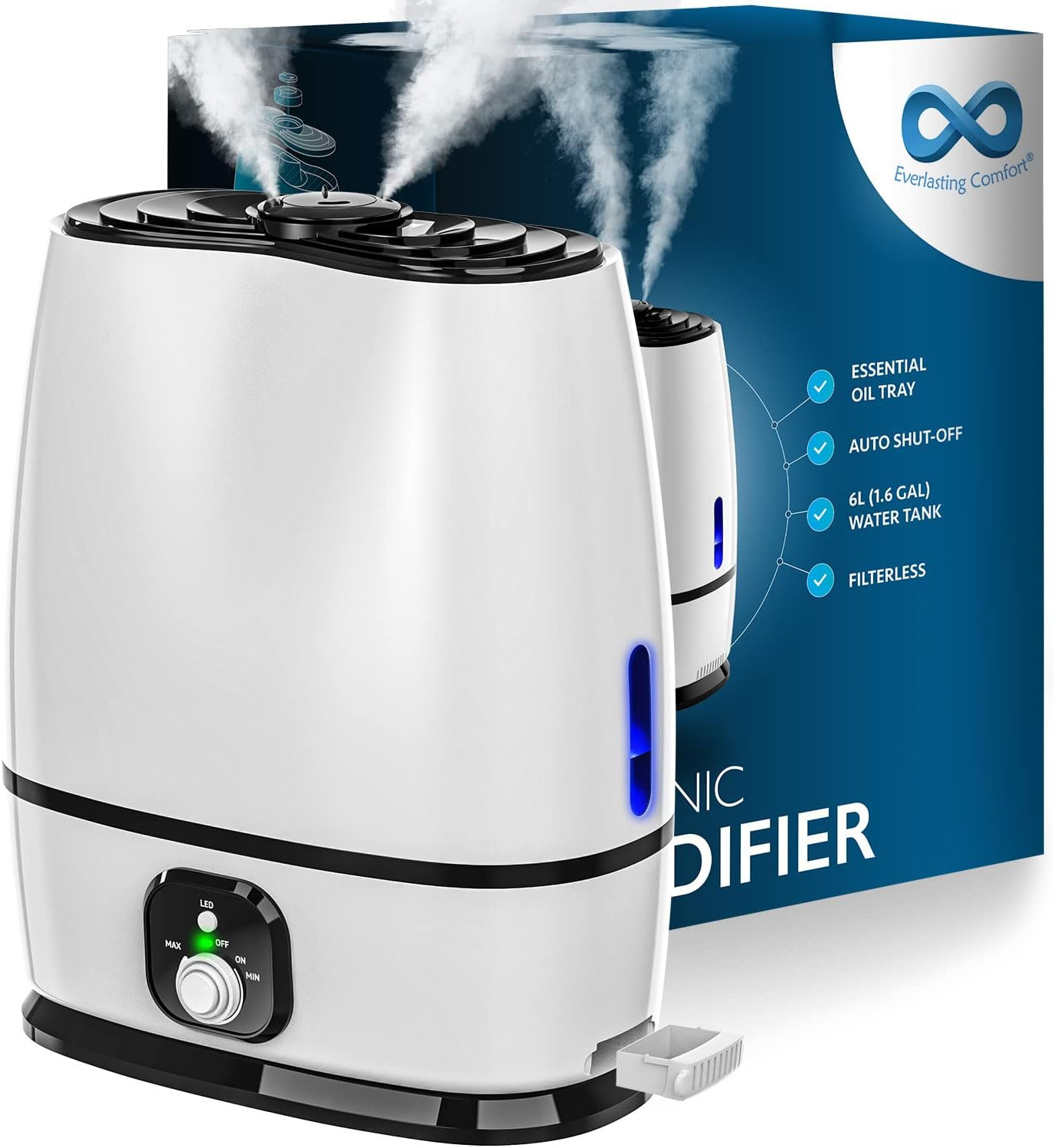 50-Hour Ultrasonic Cool Mist Humidifiers for Bedroom (6L) - Quiet, Filterless Humidifiers for Lar... | Amazon (US)