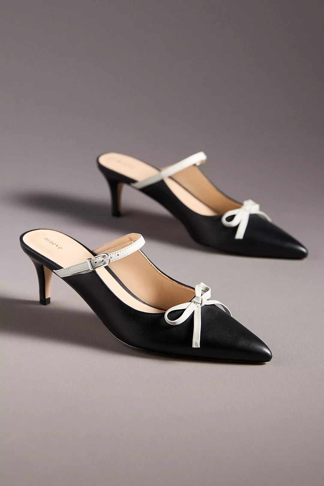 Maeve Bow Kitten-Heel Mules | Anthropologie (US)