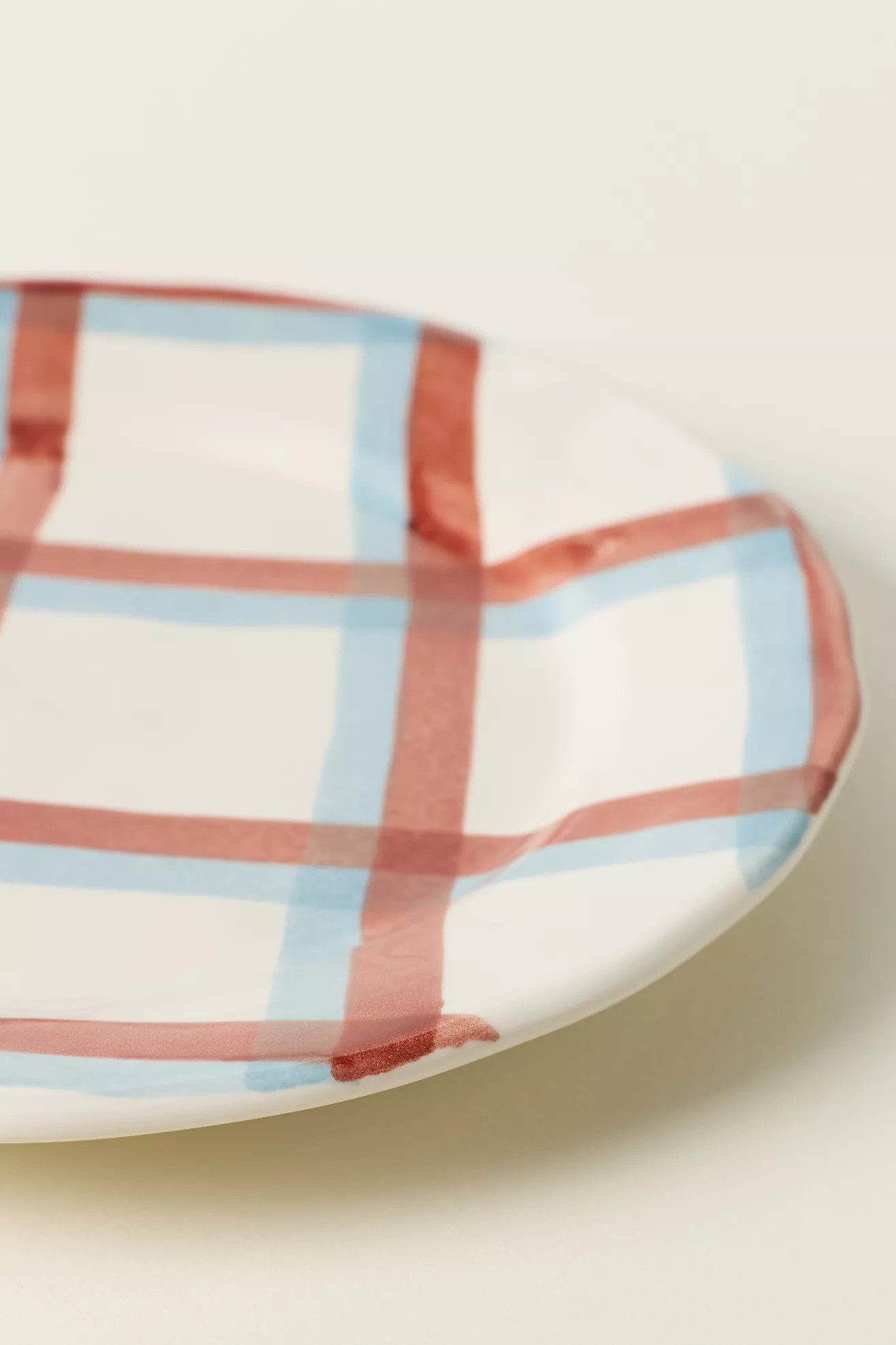 Plaid Portuguese Stoneware Dessert Plate | Anthropologie (US)