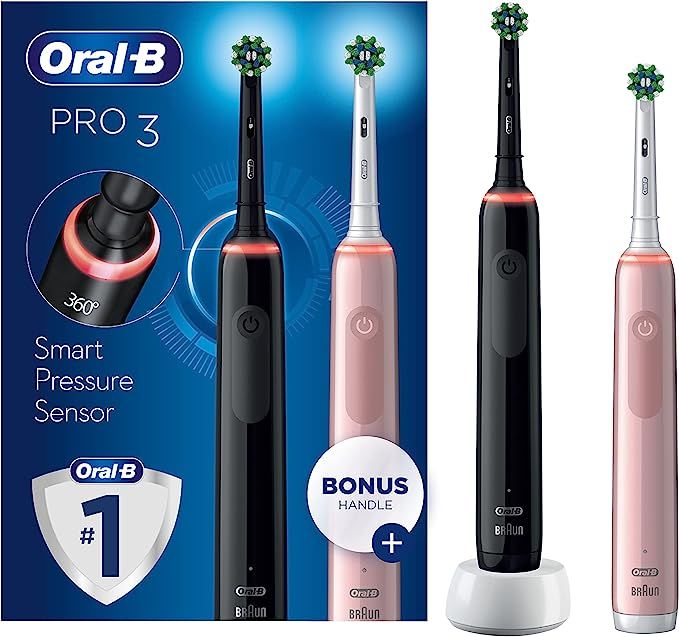 Oral-B Pro 3 2x Electric Toothbrushes with Smart Pressure Sensor, Christmas Gifts for Men / Women... | Amazon (UK)