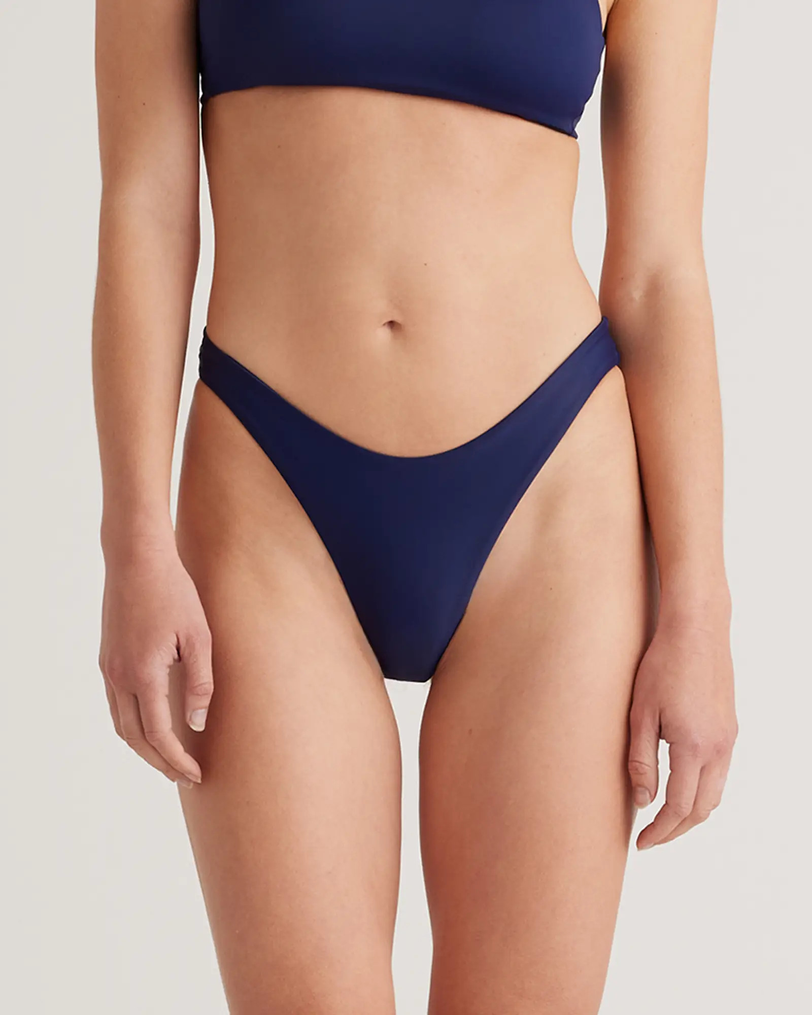 Italian High-Leg Bikini Bottom in Deep Navy | Quince
