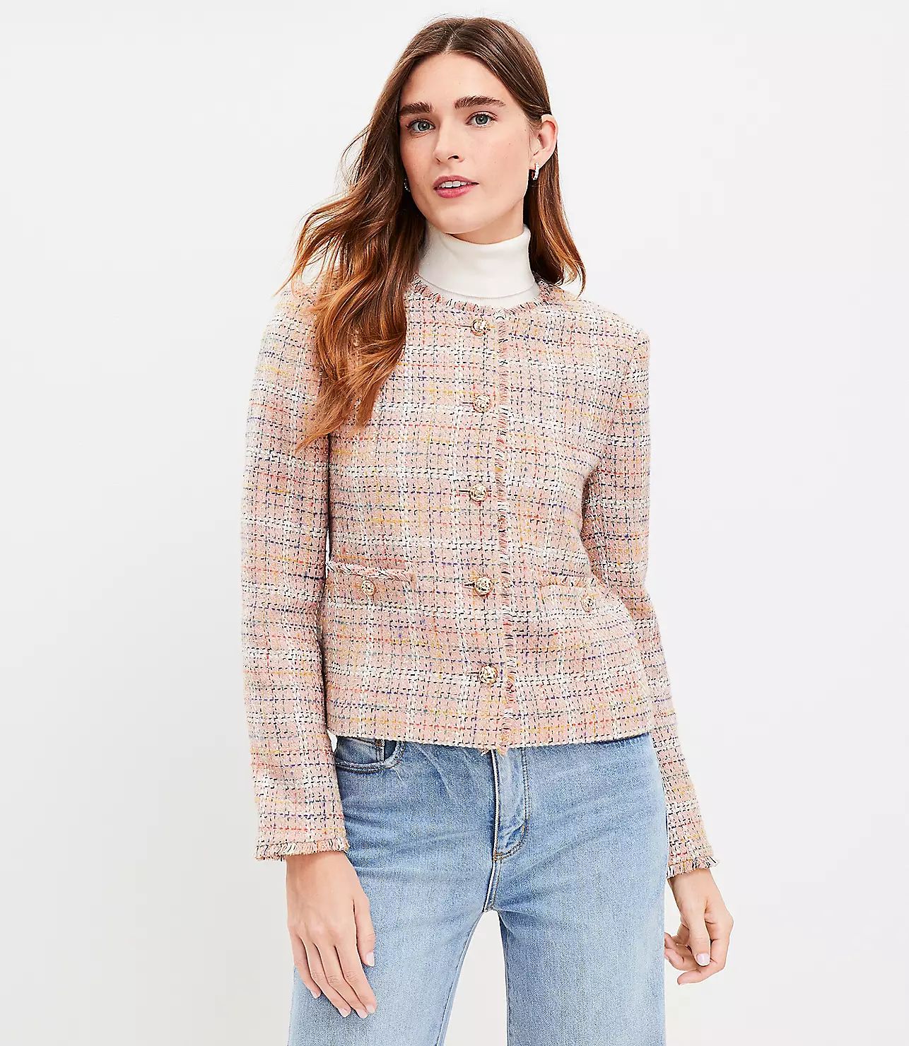 Sparkle Textured Tweed Jacket | LOFT