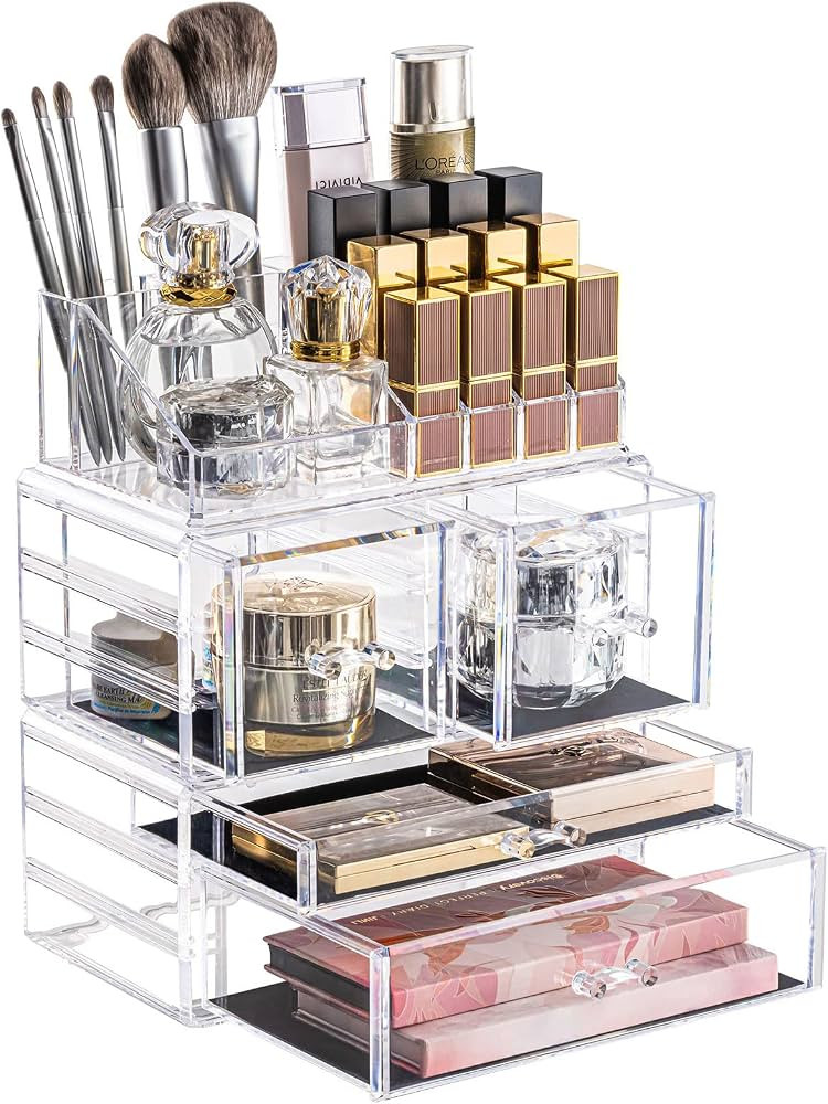 DreamGenius Makeup Organizer 3 Pieces Acrylic Cosmetic Storage Drawers Organizer for Vanity and B... | Amazon (US)