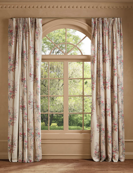Campden Pleated Linen Curtain Panel by Heidi Caillier, Fuchsia and Gold, 48" x 96 | Lulu and Georgia 