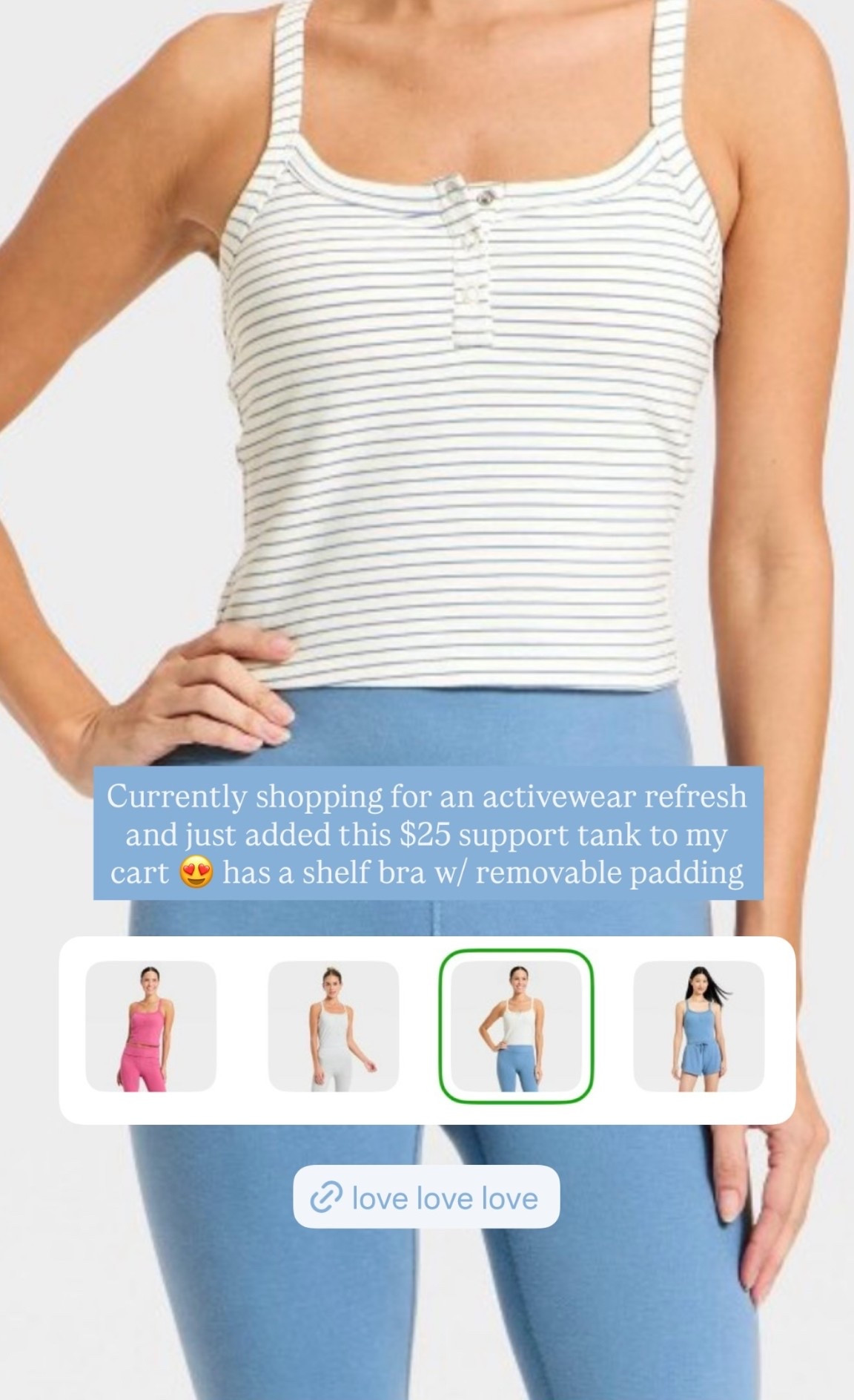   Currently shopping for an activewear refresh and just added this $25 support tank to my cart 😍 has a shelf bra w/ removable padding

#LTKfitnessgoals #LTKActive #LTKFindsUnder50