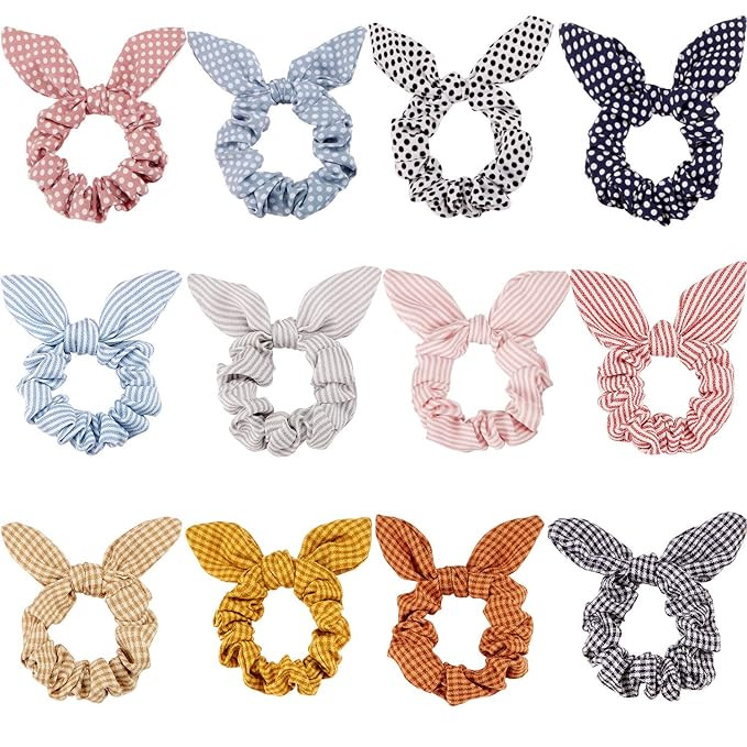 Yaomiao 12 Pieces Bow Hair Scrunchies Bunny Ear Scrunchies for Bow Silk Bowknot Bobbles Elastic H... | Amazon (US)