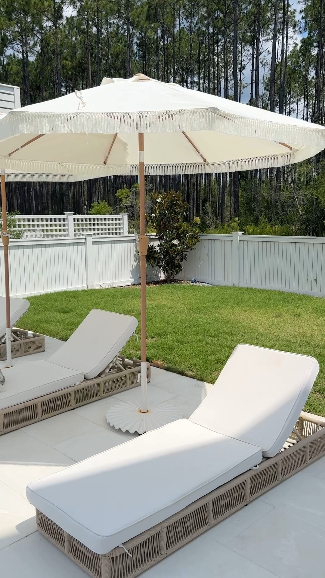 These umbrellas are HUGE and great. They were out of stock for a year.  I just grabbed one as we sold out last house furnished.  The cushions on these chairs did not hold up so I ordered these replacements.   I’d probably just get a different chair if I had it to do over but thinking in case you have these and want replacement cushions.  

#LTKSeasonal #LTKHome