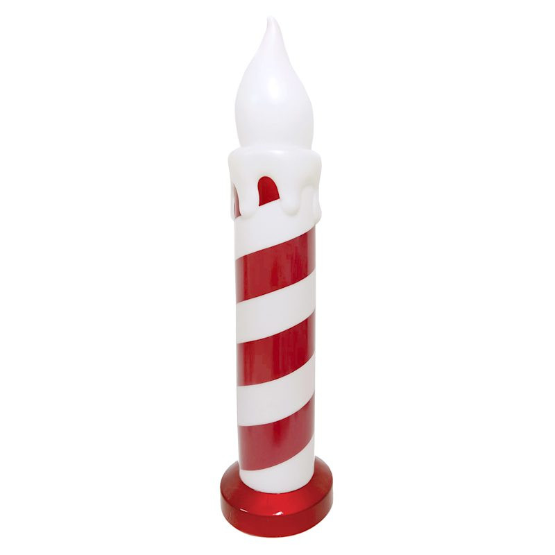 42In Peppermint Striped Lighted Candle | At Home