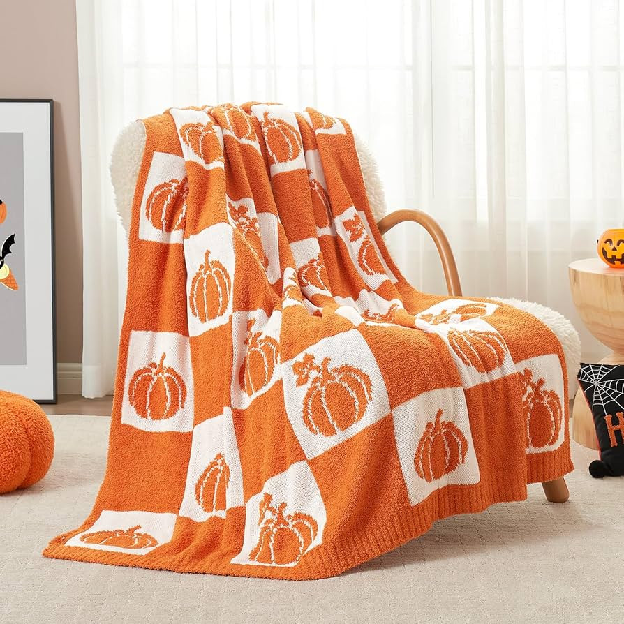 Snuggle Sac Fall Checkered Blanket Orange Pumpkin Throw Blanket for Couch, Bed, Sofa, 50x60 inche... | Amazon (US)