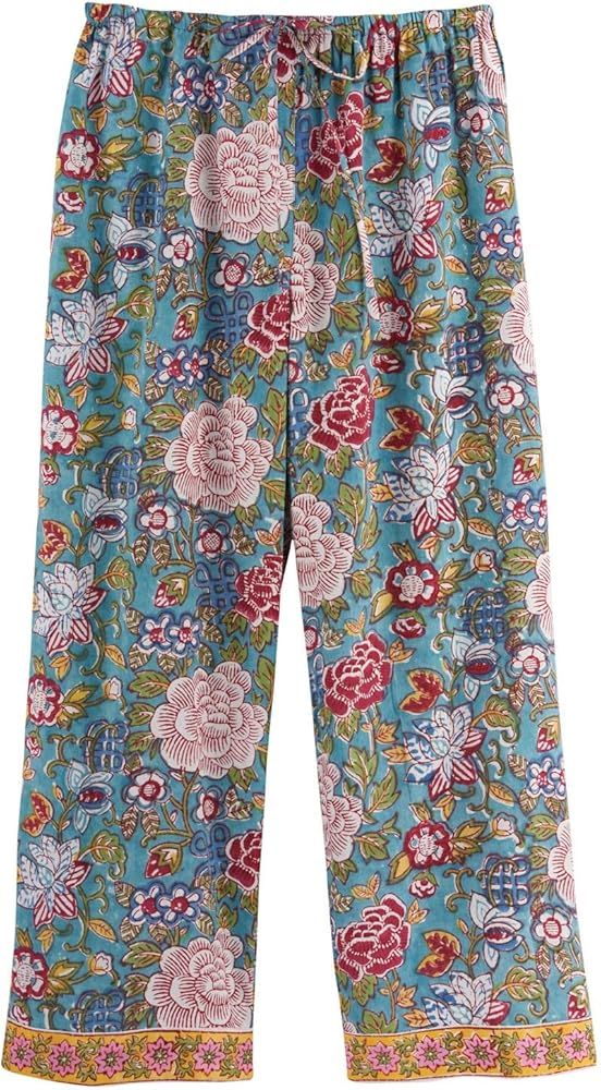 FLORIANA Womens Floral Capri Pants-Cropped Womens Pajama Bottoms, Flowy Pants | Amazon (US)