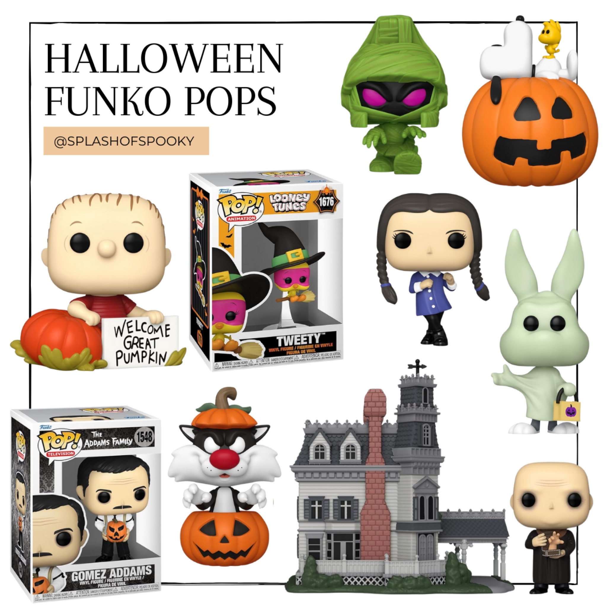 Spooky Halloween Funko Pops 🎃

These brand new Funko will be here just in time for Summerween. They’re all available for preorder now.

Linus (with the awesome Great Pumpkin sign) and Snoopy and Woodstock on top of a jack-o-lantern will be released July 8. If you’re a fan of “It’s the Great Pumpkin Charlie Brown,” these are perfect for you.

The Looney Tunes and Addams Family figures will be released on August. 14. #halloween #spookyseason 

#LTKSeasonal