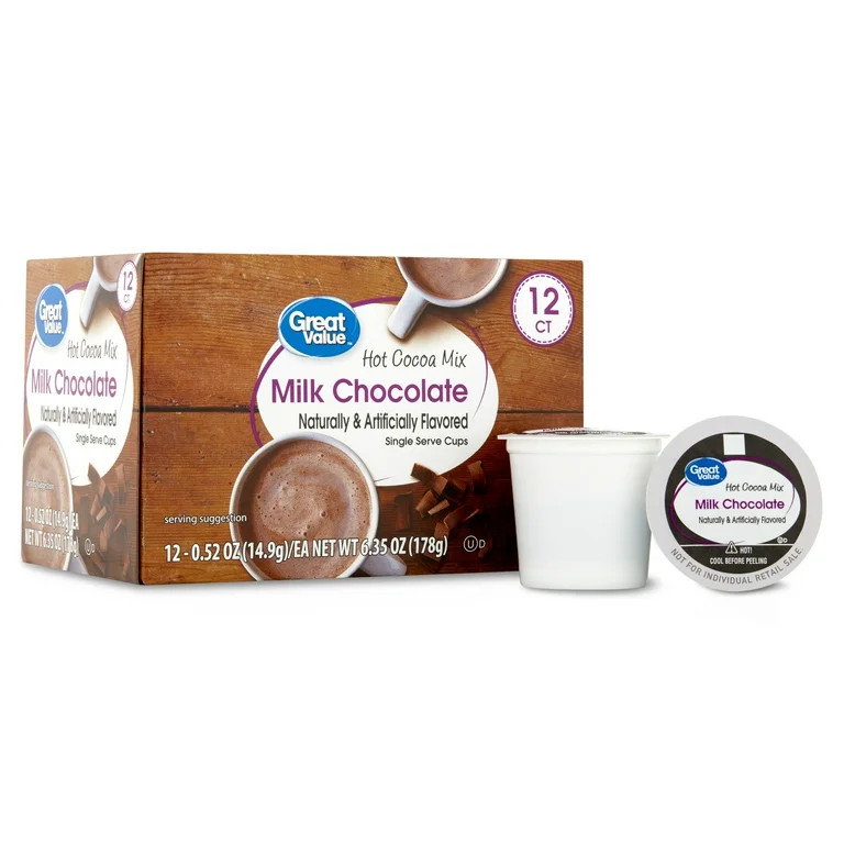 Great Value Milk Chocolate Hot Cocoa Mix, 12 Ct, Single Serve Cups | Walmart (US)