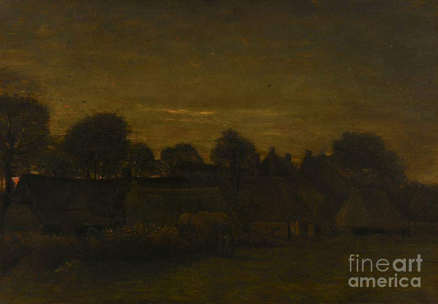 Farming Village At Twilight, 1884 By Vincent Van Gogh | Fine Art America